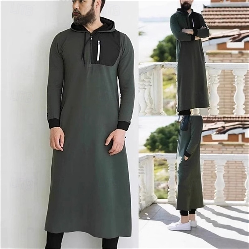 Herren Schlafanzug Freizeitkleidung Bademantel Einfarbig Mode Stilvoll Klassisch Urlaub Heim Täglich Polyester Thermowarm Weich Kapuzenpullover Langarm Kordelzug Frühling Herbst Armeegrün Dunkelgray 2026 - $45.99 –P1