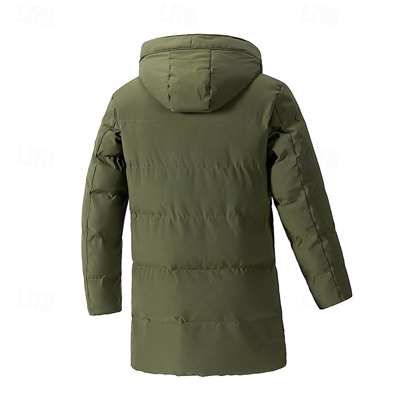 Hombre Abrigo de invierno Chaqueta acolchada Bolsillo Poliéster Vacaciones Ropa Cotidiana Cita Largo Moda Casual Cómodo Mantiene abrigado Otoño Invierno Color sólido/liso Negro Verde Trébol Gris 2026 - $50.99 –P2