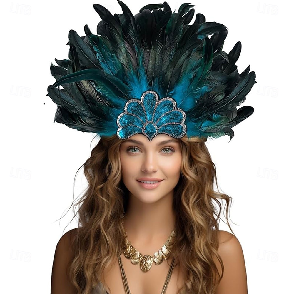 Καραβάλι 2026 Ρίο Καρναβάλι Σαμπού Αξεσουάρ Φτέρωμα Πράσινου Φτάρτη Κεφαλής για Γυναίκες - Φούστα με Ρίνους Κοστούμι Χορευτή Καρναβαλιού - Μαρντί Γκρας Αξεσουάρ Βραζιλίας Κόστος Παρουσίας Φεστιβάλ 2026 - $19.49 –P3