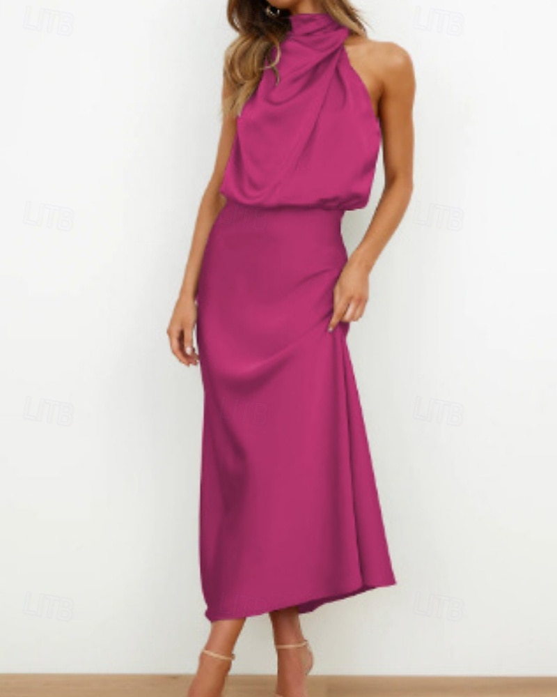 Mulheres Vestido midi Vestido Longo Vestido Maxi vestido de cetim Vestido de formatura Vestido de festa Elegante Moda Moderno Festa de Noite Festa Ocasião Especial Normal Delgado Tecido Sem Manga de 2026 por $22.99 –P4