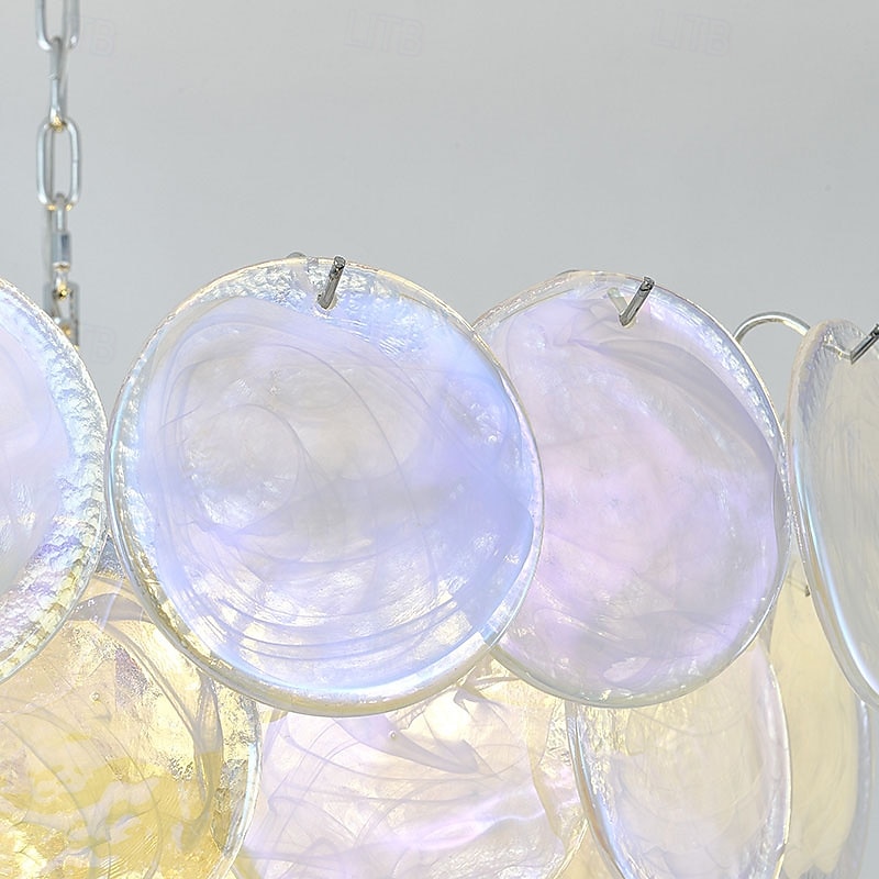 lustres de discos de vidro de Murano branco e roxo de 2026 por $746.17 –P3