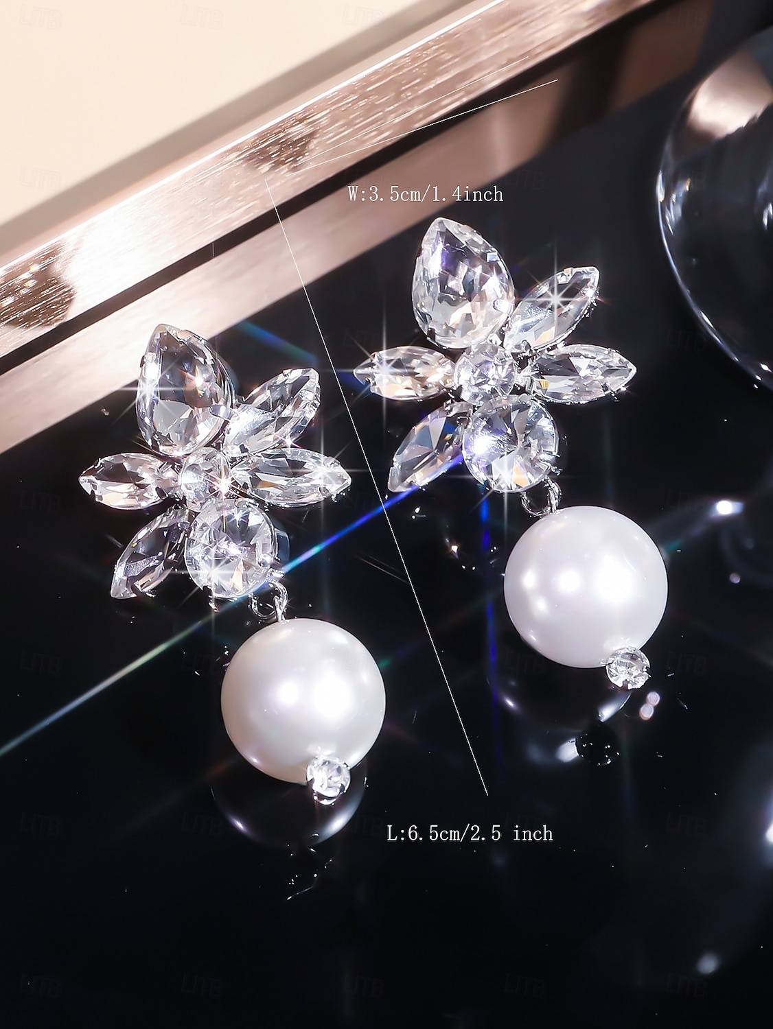 женские серьги-подвески из кристаллов и жемчуга — гламурные эффектные серьги-подвески со стразами для вечеринок, свадеб или вечерних мероприятий 2026 - $14.99 –P5