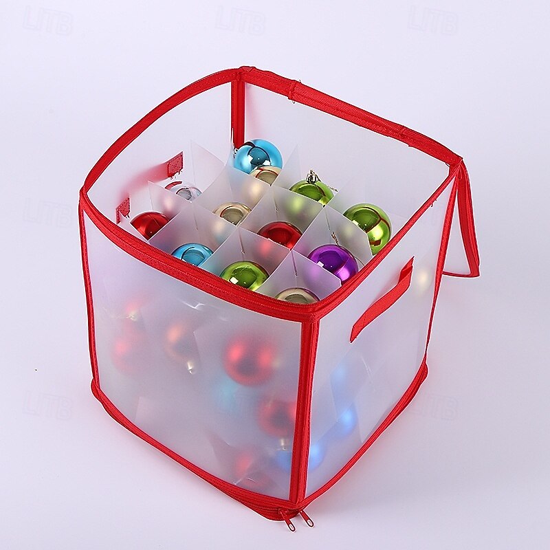 Kerstversieringsdoos met 64 compartimenten, 12x12x12 inch kerstopbergdozen, ornamentorganizer met rits en handgrepen, geschikt voor vakantiedecoraties, sieraden en cadeaus 2026 - $20.99 –P5