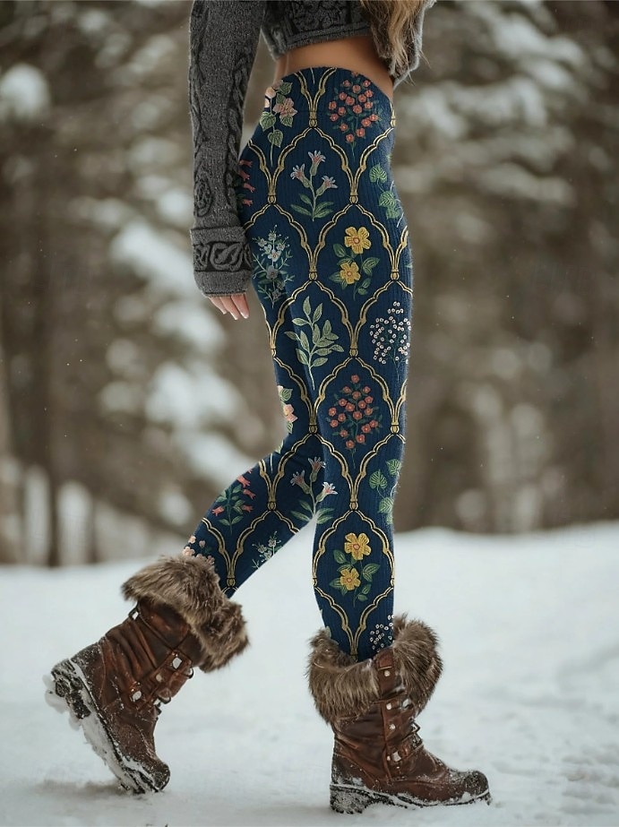 Naisten Leggingsit Loma Vintage Etninen tyyli Täyspitkä Korka vyötärö Kuvitettu Abstrakti 3D-tulostus Nopea kuivuminen Hengitettävyys Pehmeä Elastinen Talvi Sininen Musta Viini Rubiini Kevät Syksy 2026 - $21.99 –P2