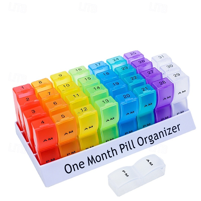 Měsíční organizér na léky 2krát denně, krabička na léky na 31 dní s přihrádkami dopoledne a odpoledne, velký měsíční organizér na léky na vitamíny a doplňky stravy &léky, cestovní pouzdro na léky, bez 2026 - $22.99 –P6