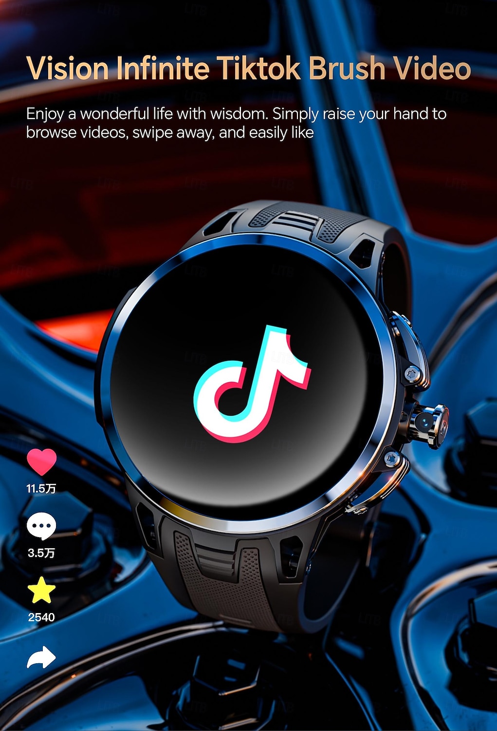 Relógio inteligente Lokmat Appllp 4 Pro de 1,75 polegadas com 4G LTE, pedômetro, lembrete de chamadas, monitor de sono, compatível com Android e iOS, unissex, GPS, IPX-1, caixa de 50 mm. de 2026 por $213.09 –P13