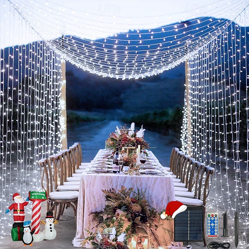 Ulkona aurinkosähkölaitteet IP44 vedenkestävä valostring sisä- ja ulkotiloissa piha terassi häät lomajuhla puu ilmapiirikoristelu valo USB-lataus kaukosäätimellä 10/20/30/50/100M 2026 - $20.99 –P8