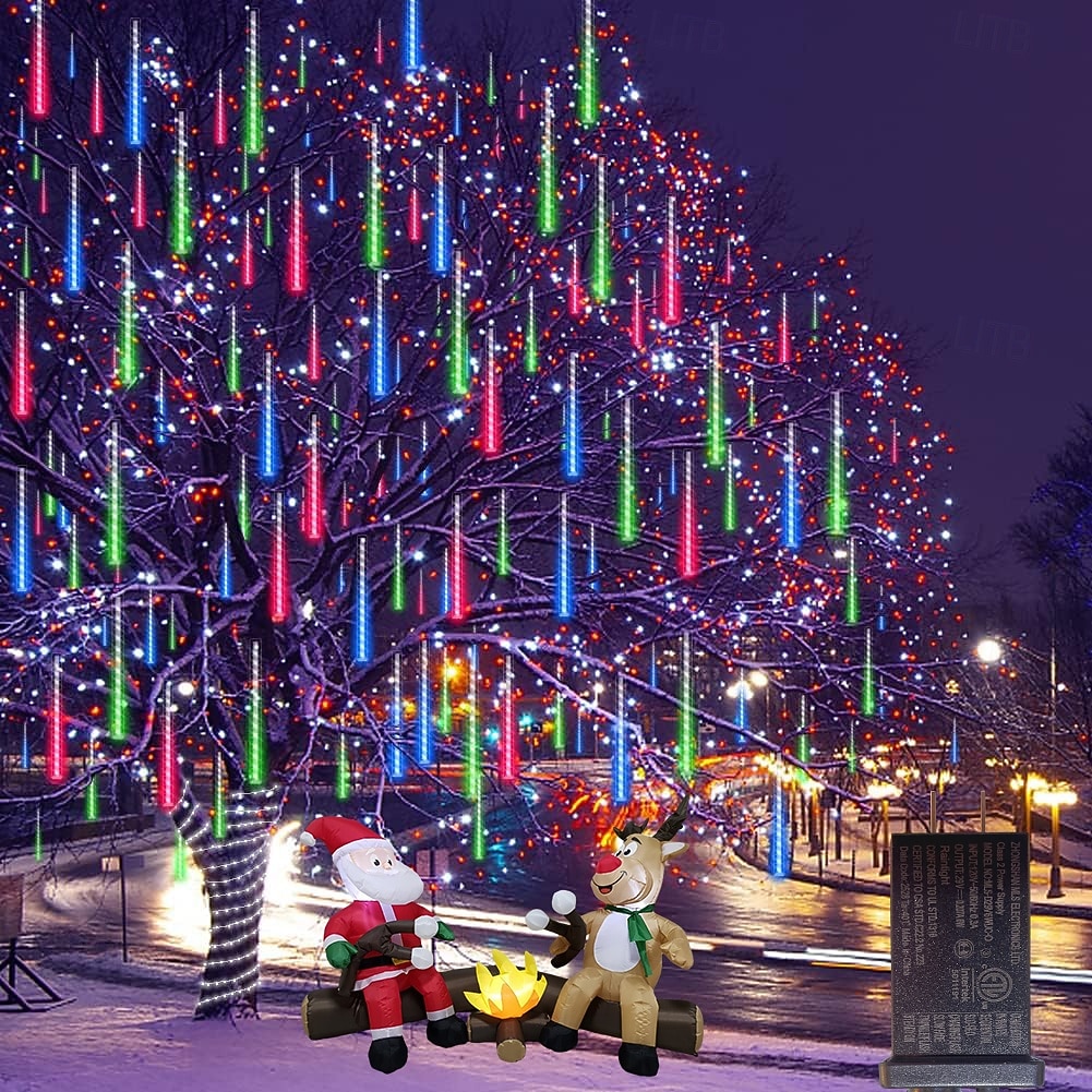 2-in-1 meteoriparven valosarja 30 cm * 16 putkea 384 led-helmeä sisä- ja ulkotiloihin sisäpihalle, puutarhaan, parvekkeelle, kuistille, räystäille, hääjuhla-tunnelmaan, koriste-valosarja matalajännitteiseen turvalliseen pistorasiaan 2026 - $30.99 –P10