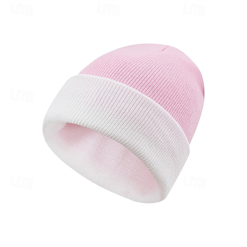Herre Unisex Beanie lue Vinterhatter Luer Vinterlue Vinter luehatt Svart Hvit Akryl Fiber Strikket Koselig Dagligdagstøy Ensfarget / vanlig farge Varm 2026 - $6.99 –P4