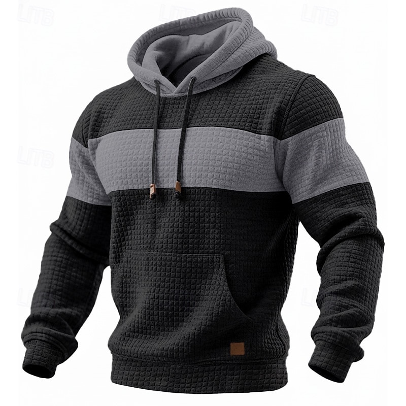 Homens Moletom Moletons Waffle Estacionar Preto Verde Tropa Azul Marinha Cáqui Cinza Claro Com Capuz Tecido Patchwork Bloco de cor bolso canguru Casual Diário Desportos e Ar livre Poliéster Roupa de de 2026 por $28.99 –P4