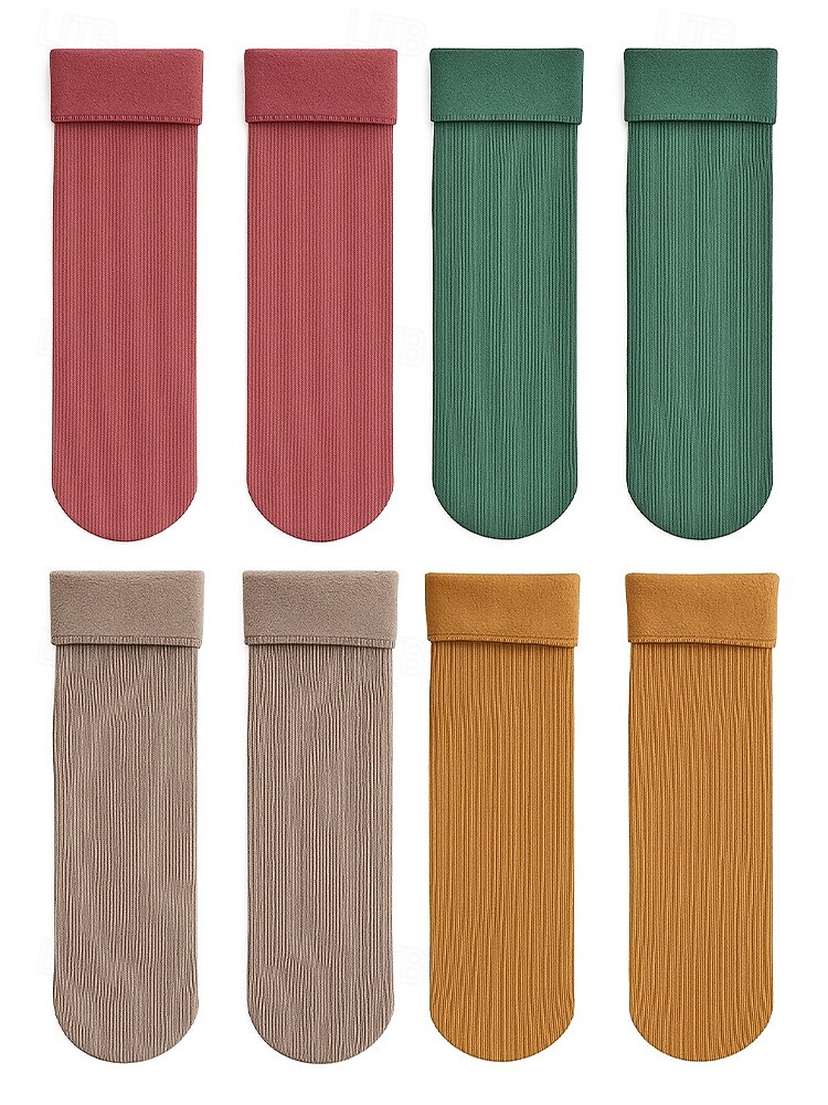 Женские утолщенные термоноски - комплект из 4 пар, мягкие и теплые, идеально подходят для зимы, холодной погоды и в качестве подарка на праздники 2026 - $11.99 –P7