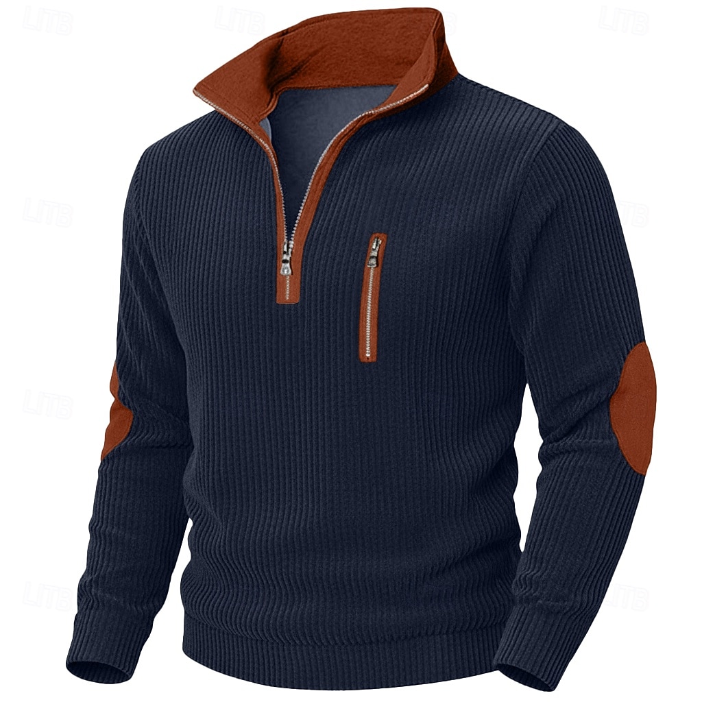 Hombre Camisa de Pana Camiseta superior Camisa de manga larga Camisas de hombre con coderas Manga Larga Cuello Alto Zip Otoño invierno Otoño Bloque de color Diario Casual Estilo callejero Cremallera 2026 - $25.99 –P7