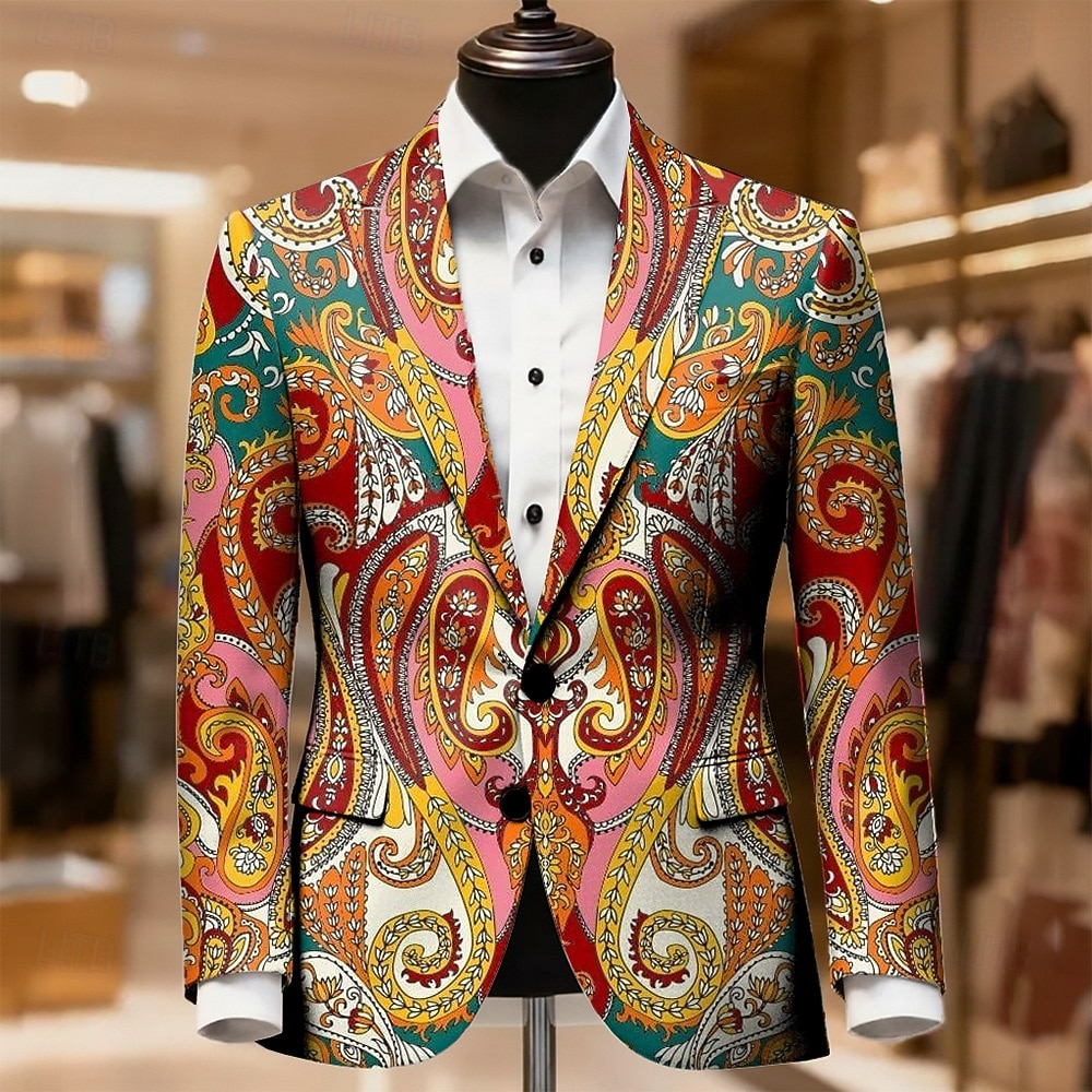 Per uomo Paisley Giacca blazer Cappotto Confortevole Traspirante Artistico Casual Casuale Quotidiano Festival Stampa 3D Bottoni Autunno & Inverno Dentellato Manica Lunga Blu Rosso Verde del 2026 a $85.99 –P1