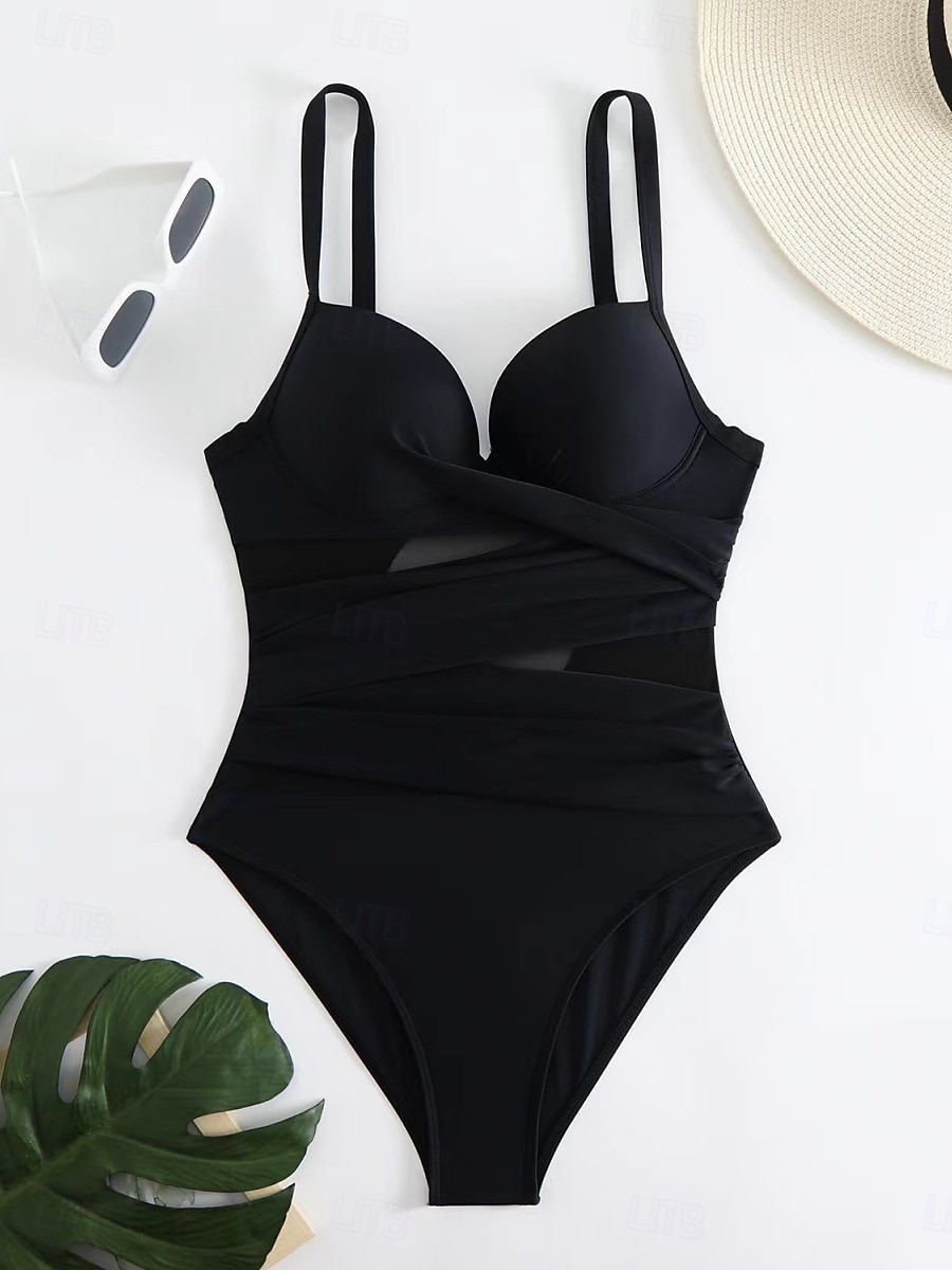 Женский купальник с одним куском сексуальный с вырезом монокини контролирующий живот высокая талия облегающий без спинки элегантный для отпуска однотонный цвет V-образный вырез без рукавов 2026 - $21.99 –P9