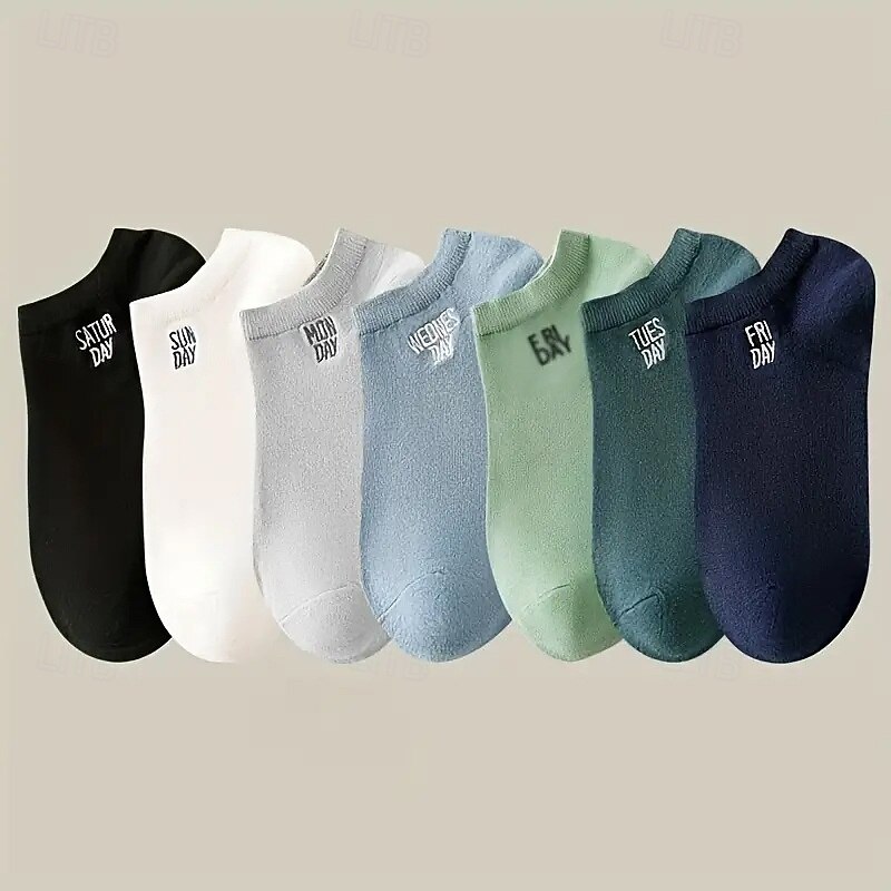 Муж. 7 пар Мульти пакеты Носки Носки для бега Повседневные носки Multi Color Цвет Буквы Отпуск Для занятий спортом Повседневные Классический Средней плотности Весна Осень Мода На каждый день 2026 - $5.49 –P2