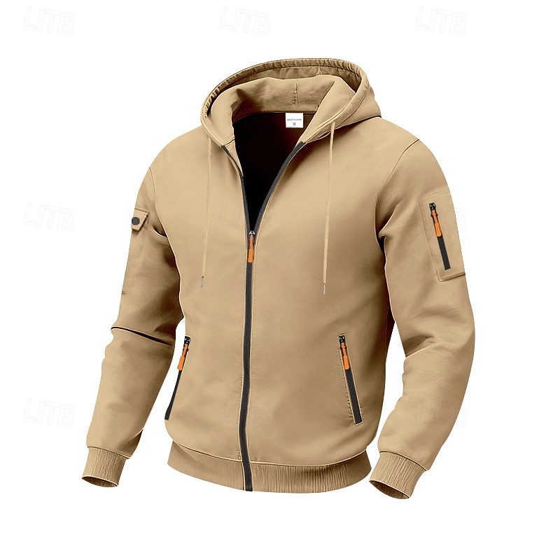 Voor heren Trui met capuchon Hoodie met volledige rits Fleece hoodie Tactische capuchon Zwart Marineblauw Khaki Lichtgrijs Donkergrijs Capuchon Effen Vetoketju Zak Sport & Outdoor Casual Dagelijks 2026 - $28.99 –P2