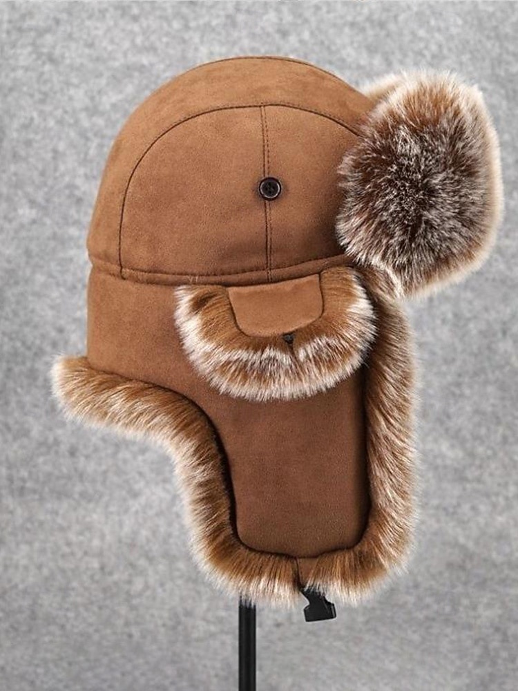 Chapeau trappeur en fausse fourrure pour homme, chaud et élégant, disponible en noir et marron, parfait pour les temps froids et les activités hivernales en extérieur. de 2026 ? $24.99 –P6