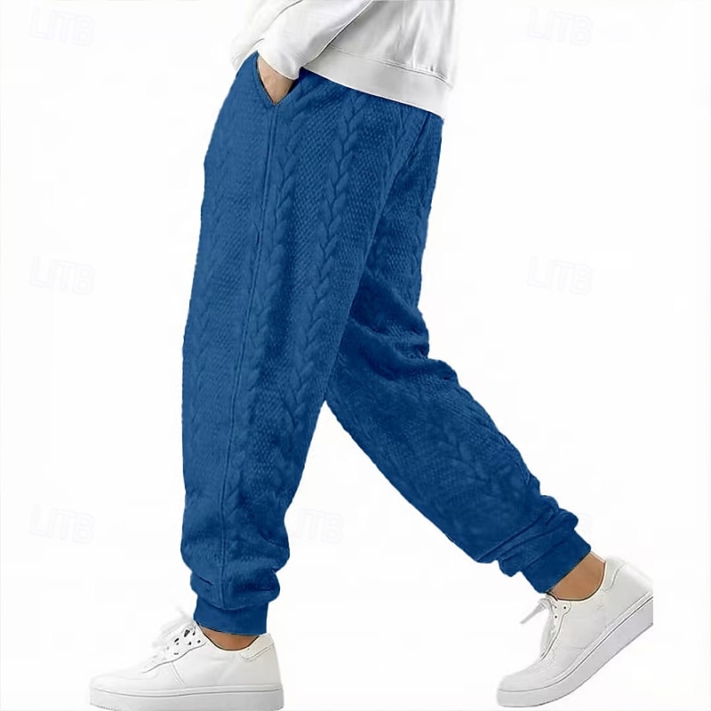 Men's Sweatpants Joggers Trousers Casual Pants Jacquard Drawstring Elastic Cuff Plain Comfort Breathable Full Length Outdoor Casual Daily Vacation Sports Blue Black Stretchy 2026 - $22.99 –P1