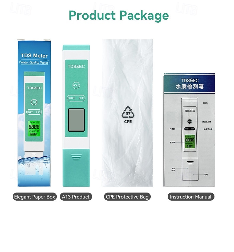 Digital Water Quality Tester Pen 3-in-1 Professional Tds Water Tester Pen Measures Tds Levels Conductivity And Temperature Suitable For Drinking Water Hydroponics Aquariums And Swimming Pools 2025 - $15.99 –P12