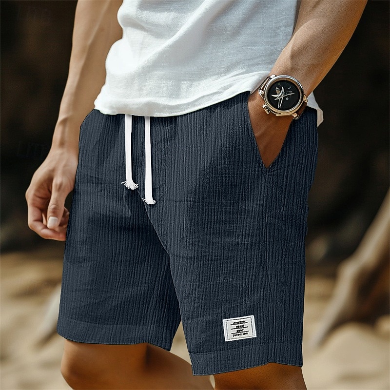 Voor heren Korte broek Linnen korte broek Zomer korte broeken Strandshorts Seersucker-short Trekkoord Elastische taille Effen Comfort Ademend Knielengte Casual Dagelijks Buiten Vakantie Modieus Wit 2026 - $20.99 –P8