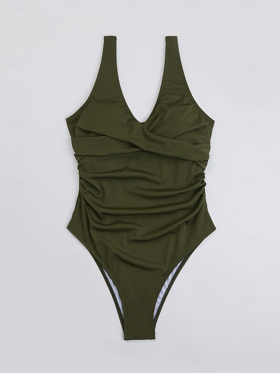 Женский купальник в одном целом стройнящий с рюшами монокини контроль живота высокая талия стройный без спины для отпуска пляжная одежда однотонный V-образный вырез без рукавов 2026 - $25.99 –P4