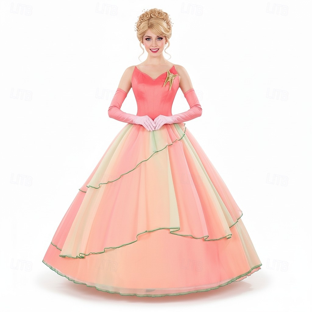 princess dress with gloves Princess Cosplay Costume Dress and Crown with Crinoline and Gloves