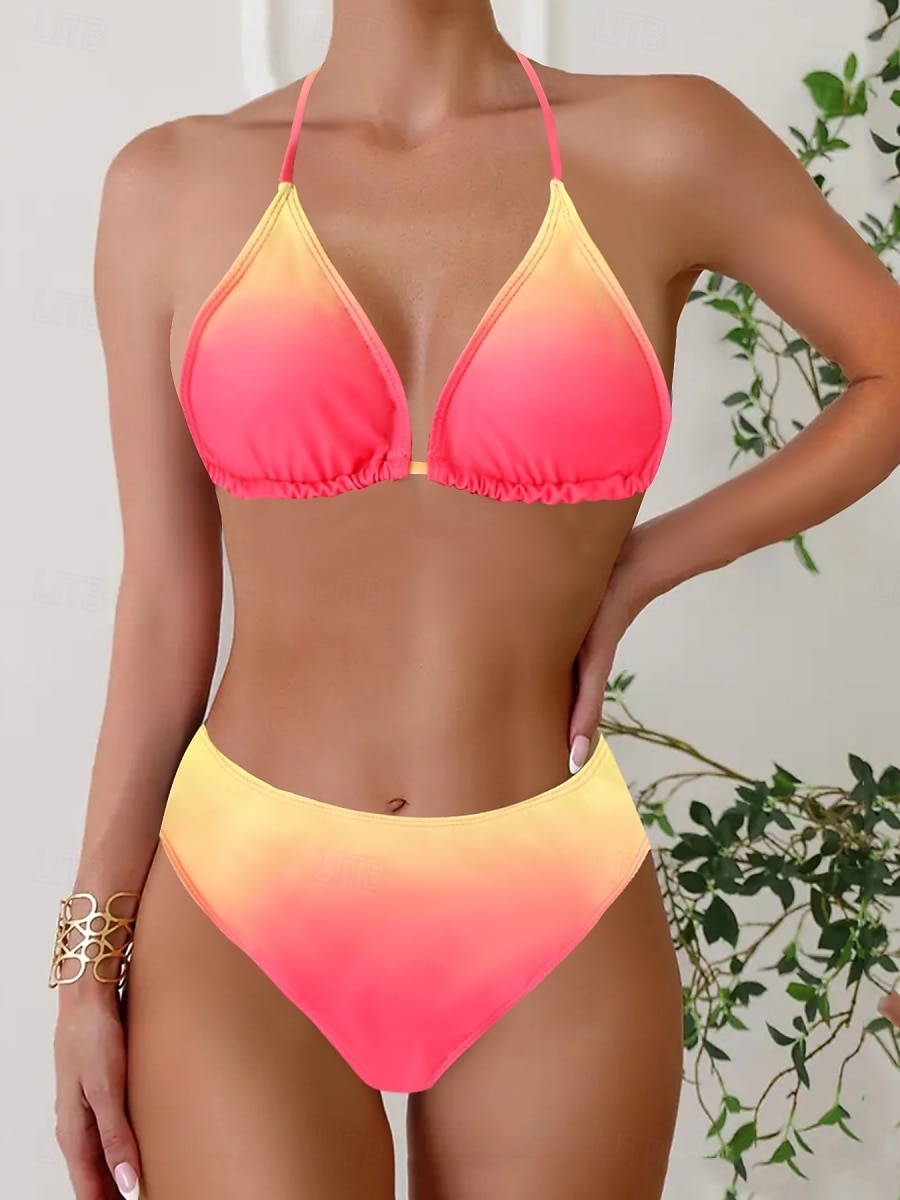 בגד ים נשים ביקיני 2 חלקים חיתולים שליטה בבטן מותן גבוהה רזה ללא גב ללבוש חוף חופשה צוואר טנסי גוון אחיד ללא שרוולים 2026 - $19.99 –P5