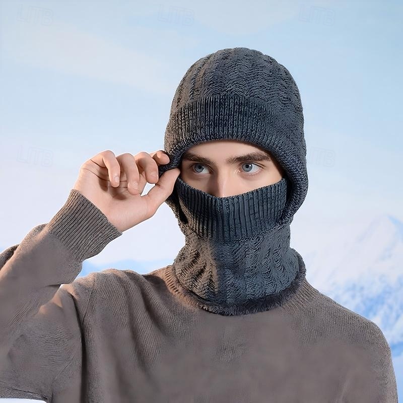 3-в-1 шапка-бини, утеплитель для шеи и лица, зимняя шапка-шарф, многофункциональная вязаная шапка для мужчин, для езды на велосипеде, теплая, с флисовой подкладкой, для защиты ушей, для холодной погоды 2026 - $17.99 –P2