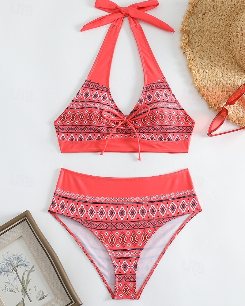 Per donna Costumi da bagno Due pezzi Birichino Costume da bagno Senza schiena Vacanza Abbigliamento da Spiaggia Floreale All'americana Senza Maniche Costumi da bagno del 2026 a $22.99 –P8