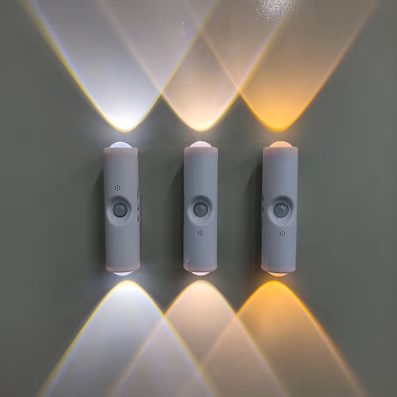 1/4 sztuki podwójnej lampki nocnej z czujnikiem kociego oka, ładowanej przez USB, RGB, 3/7 trybów kolorów, płynne przyciemnianie, do sypialni, schodów, garderoby, salonów, reflektorów 2026 - $14.49 –P2