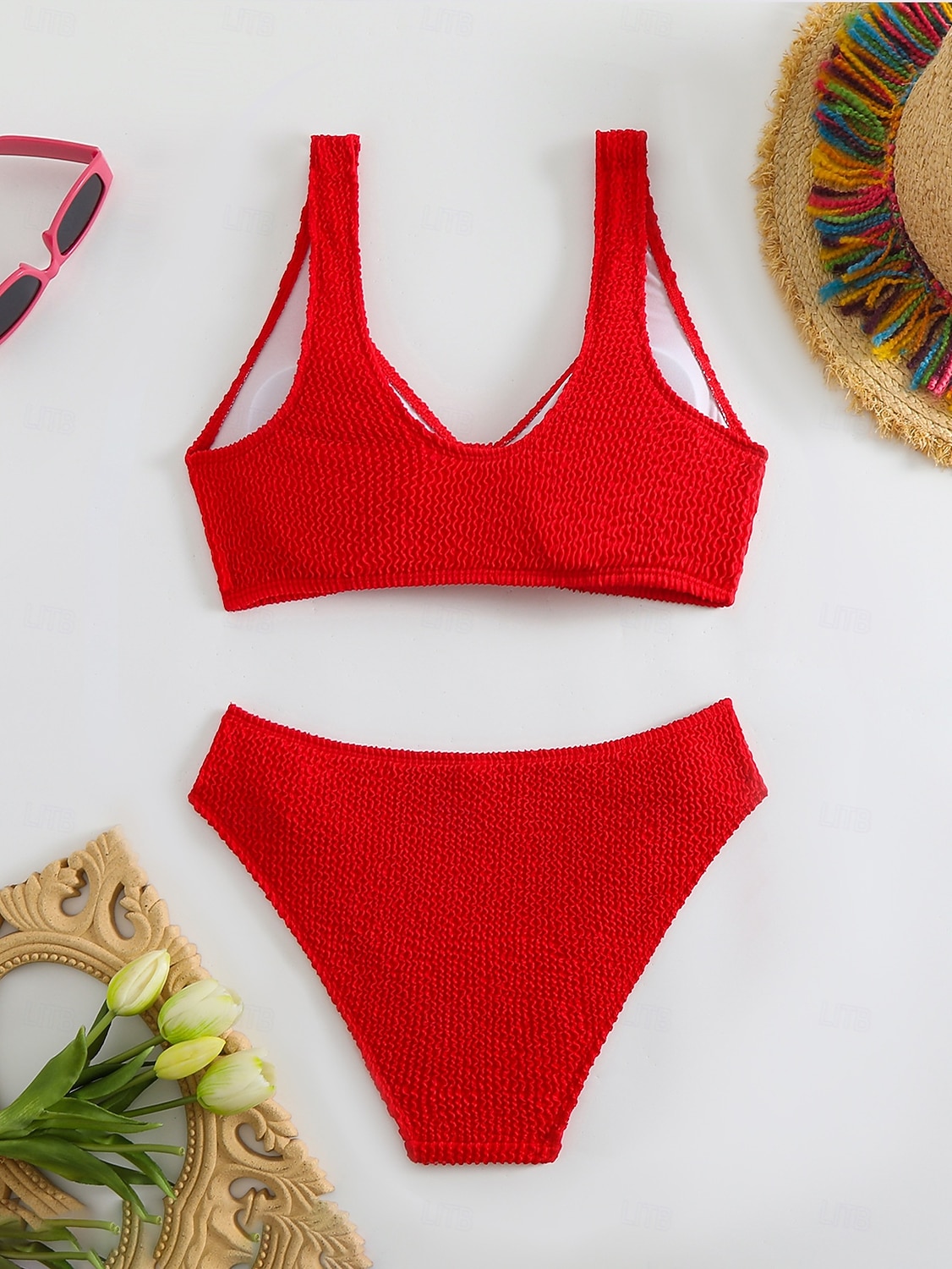 Γυναικείο Μπιikinι 2 Κομμάτια Μαγιό Ραφές Κάτω Κερκίδα Slim Χωρίς Πλάτη Διακοπές Ρούχα Παραλίας Μονοχρωμία V Λαιμός Αμάνικο Μαγιό 2026 - $8.49 –P6