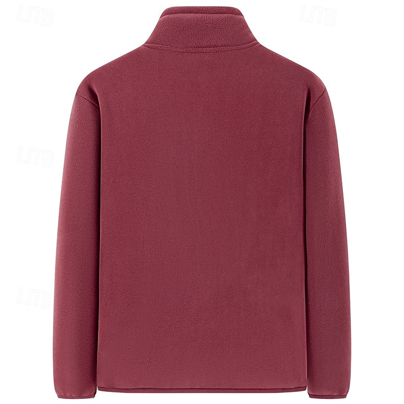 Voor heren Winterjack Fleecejack Vrijetijdsjas Vakantie Dagelijks Thermisch Warm Zak Fleece Herfst winter Effen Modieus Streetwear Opstaand Normaal Zwart Rood Khaki Leger Groen Donkerblauw Jacks 2026 - $41.99 –P16