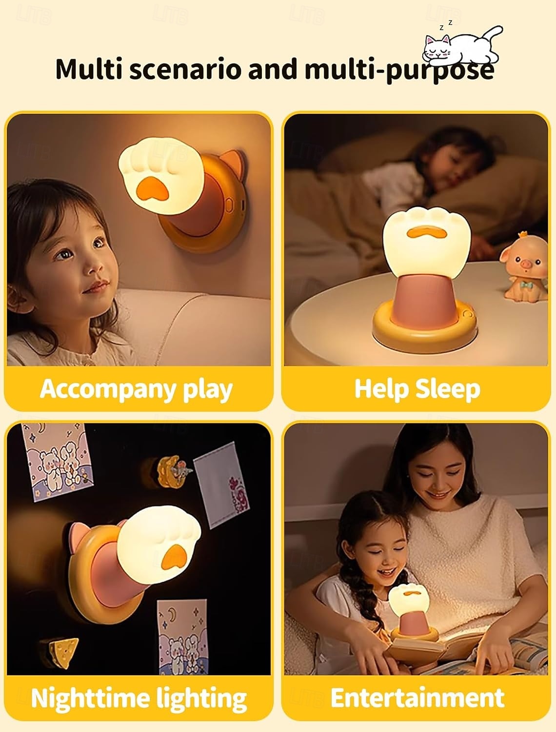 Nachtlampje voor de kinderkamer, magnetische wandlamp met kattenklauw, aanraaklamp voor op het bed, schattig dimbaar siliconen nachtlampje, grappig cadeau voor tieners en volwassenen, decoratie voor 2026 - $23.99 –P2