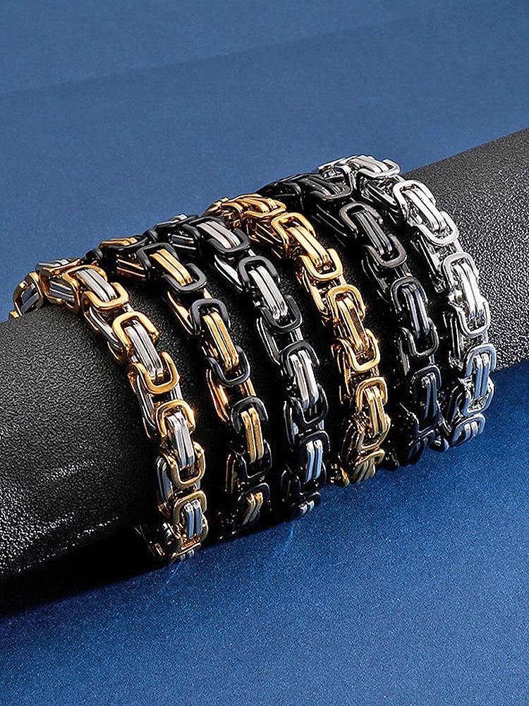 Bracelet pour homme en acier inoxydable à maillons bicolore noir et or, design élégant et résistant pour un usage quotidien et les occasions spéciales. de 2026 ? $11.99 –P3