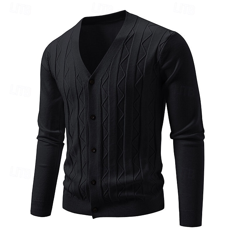 Bărbați Pulover Pulover Cardigan Striat Cablu Tricotat Topuri obișnuite Tricotat Simplu În V Vacanță Modă Casual Purtare Zilnică Îmbrăcăminte Primăvara & toamnă Toamna iarna Albastru piscină Negru L 2026 - $26.99 –P9