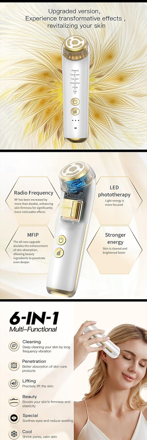 New Hot Selling EMS Micro Current RF Beauty Device Home Facial Introduction Device Multifunctional Facial Beauty Device Clear Pores Dirt Fade Wrinkles Increase Skin Elasticity Combined with RF 2026 - $102.99 –P2