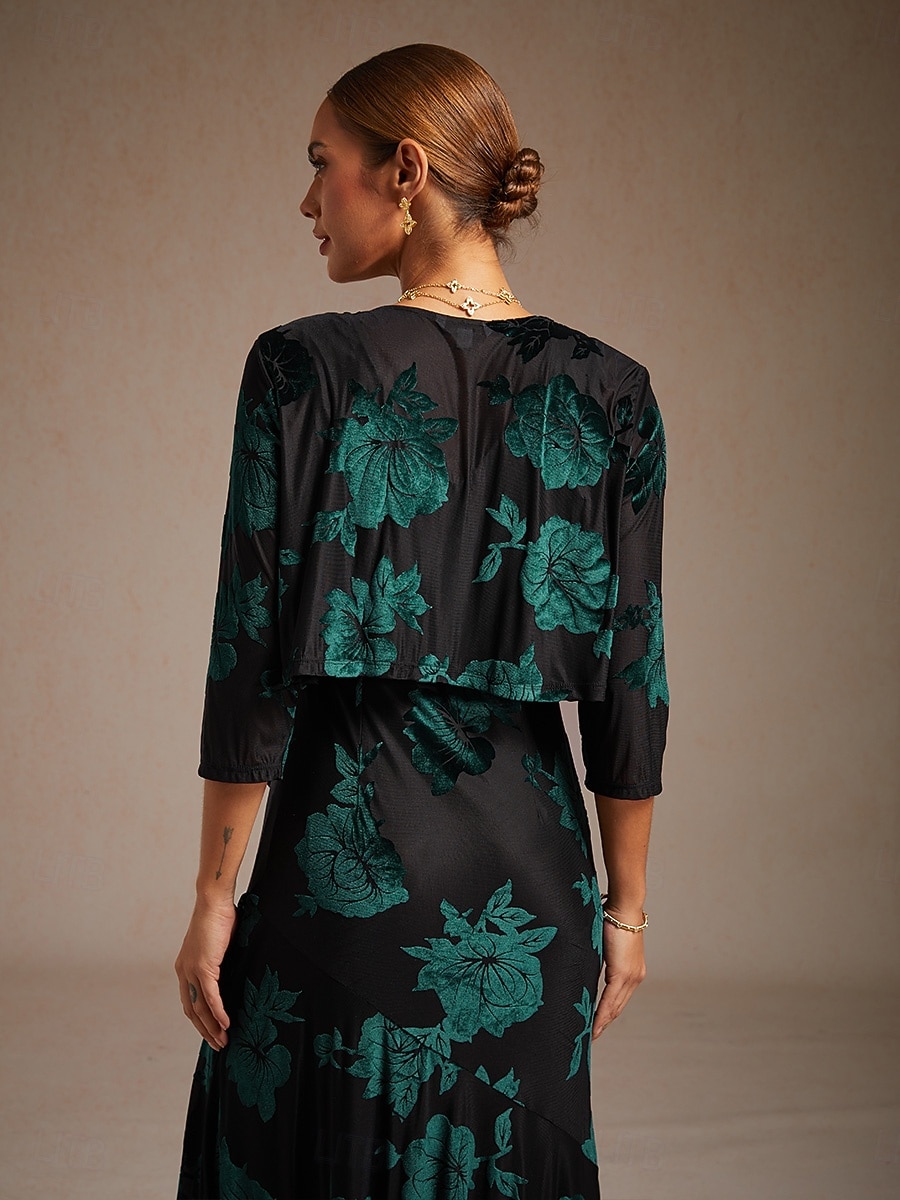 Женский бархатный жакет с цветочным принтом, элегантный топ для гостей свадьбы, зеленый, весна-осень 2026 - $47.99 –P2