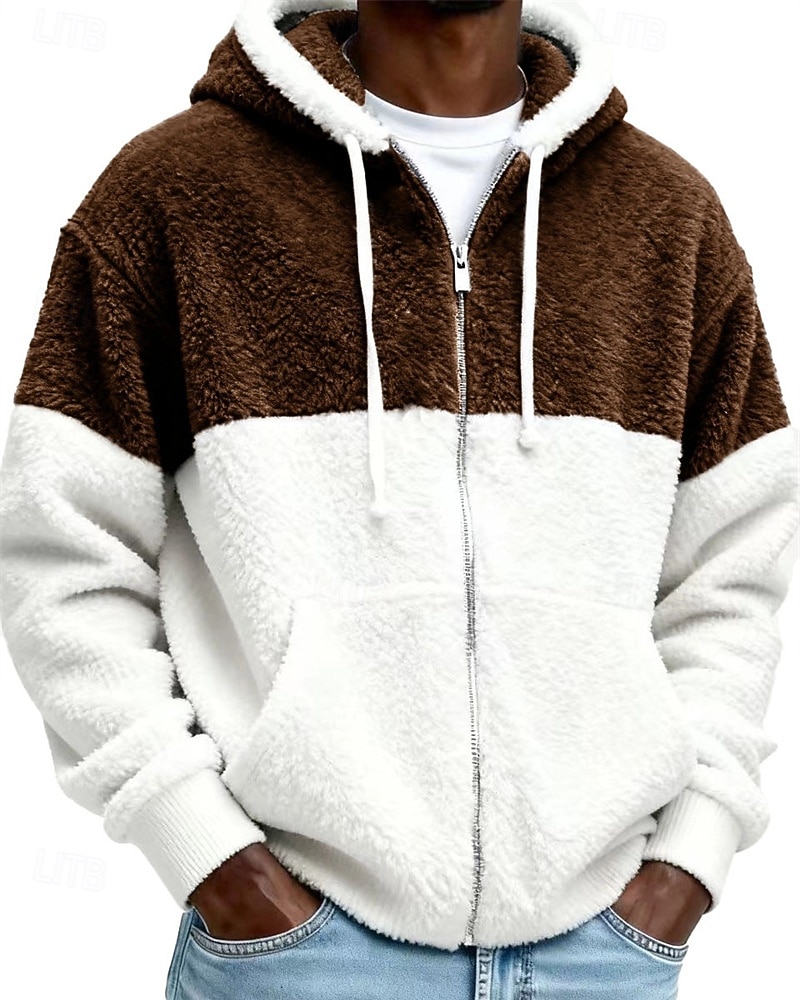 Per uomo Felpa con cappuccio Felpa con cappuccio a zip intera Felpe con cappuccio e zip Felpa con cappuccio in pile Nero Blu Reale Grigio Con Cappuccio Blocco di colori Patchwork Tasca Quotidiano del 2026 a $34.99 –P10