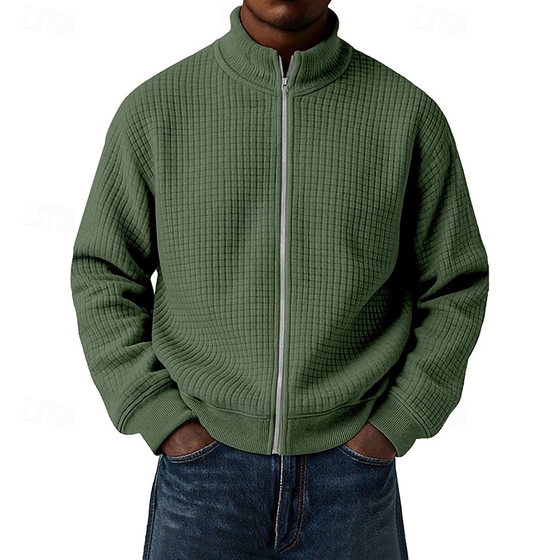 Men's Sweatshirt Waffle Sweatshirt Full Zip Sweatshirt Wine Standing Collar Plain Zip Up Textured Casual Daily Sports & Outdoor Streetwear Cool Sportswear Spring &  Fall Clothing Apparel Hoodies 2026 - $28.99 –P8