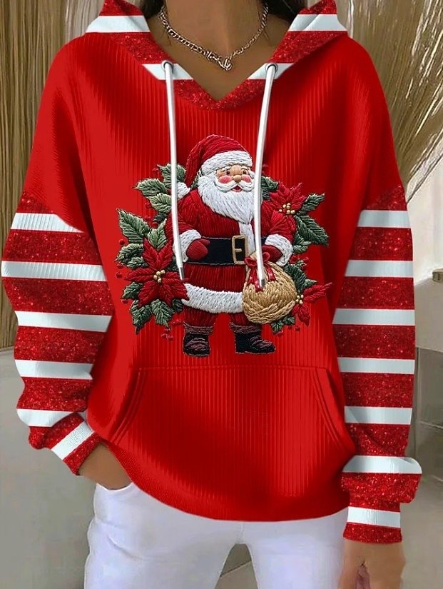 Femmes Sweat à capuche Graphique Arbre de Noël Occasionnel manche longue À capuche Hauts Réguliers Rue Tenue Quotidienne Occasionnel Noir Blanche Rose Claire Rouge Vert Automne Hiver de 2025 ? $36.99 –P1