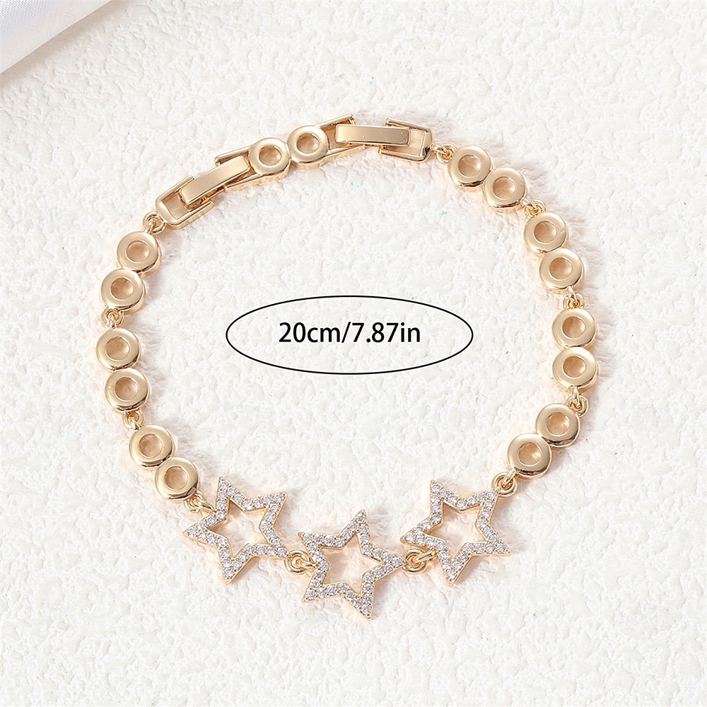 Zircone Classico Stella Vintage Moda Personalizzato Di tendenza Cromo Gioielli braccialetto Argento / Oro Per Matrimonio Feste Fidanzamento Balli di fine anno del 2026 a $17.49 –P5