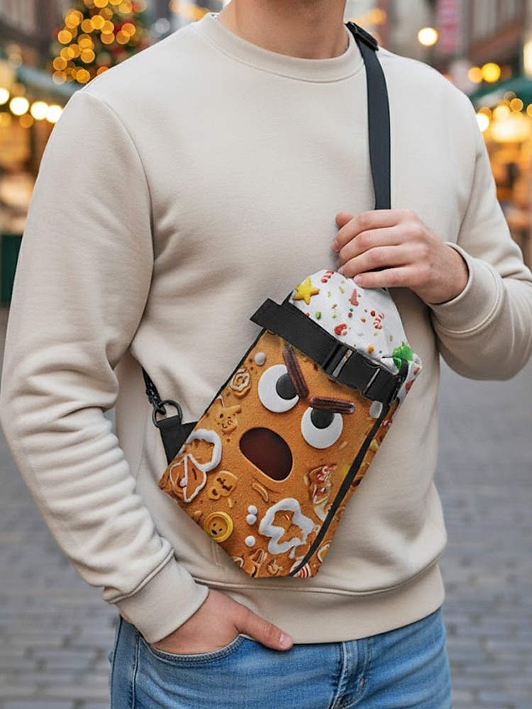Men's Christmas Sling Bag - Multiple Fun Patterns, Santa, Reindeer & Gingerbread Designs, Adjustable Strap, Perfect for Holiday Gifts, Casual Wear and Festive Occasions. 2026 - $24.99 –P3