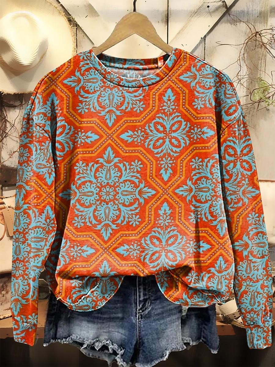 Per donna Felpa Pullover Patchwork Grafico Geometrico Casual Manica Lunga Girocollo Top Regolari Casuale Streetwear Abbigliamento Quotidiano Blu Giallo Arancione Autunno Inverno del 2026 a $28.99 –P1