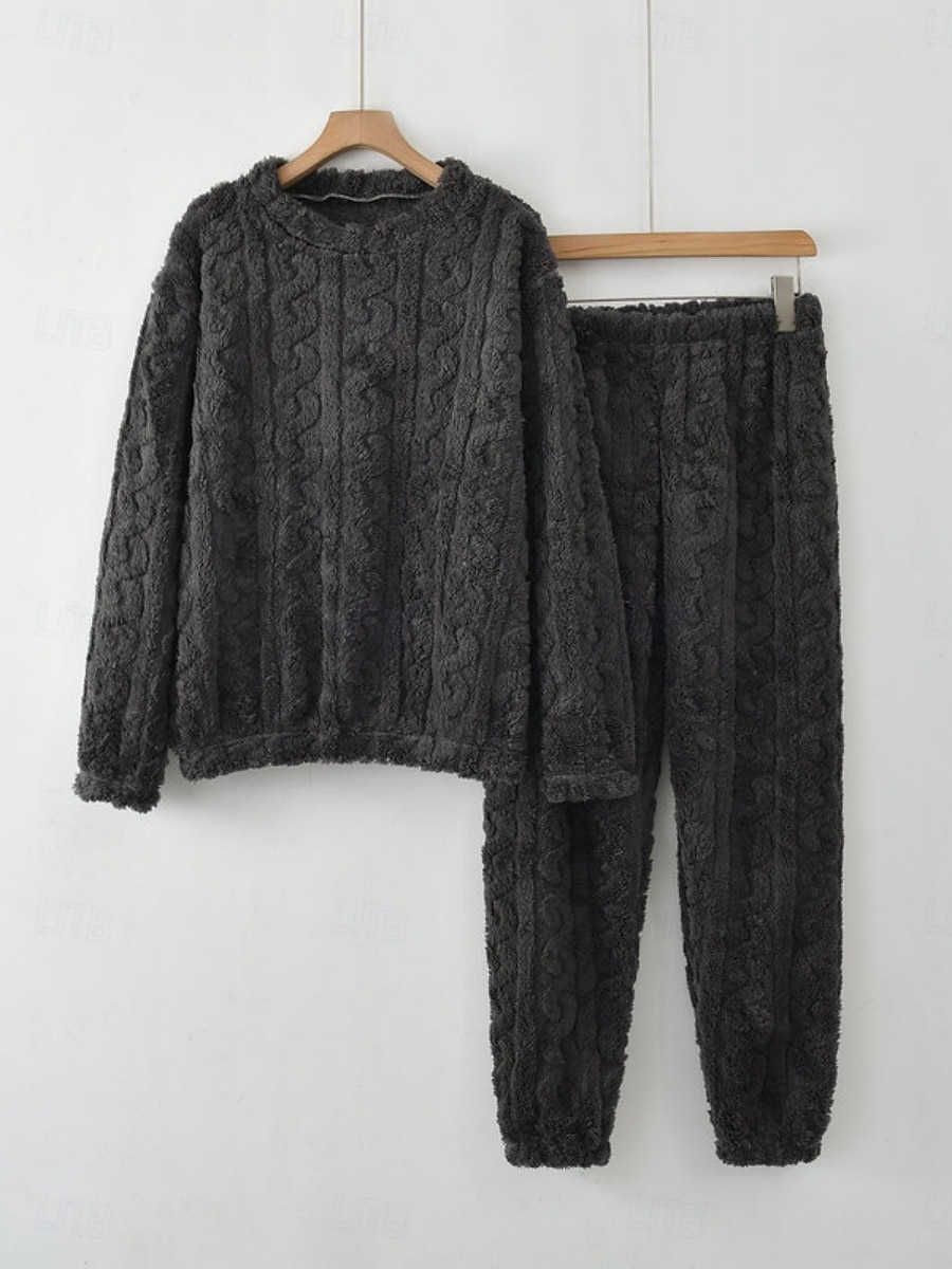 Női Pizsama Alkalmi Kényelmes Tiszta szín Rugalmas derék Nadrág Otthon Napi Hosszú ujj Terített nyak Fehér Rubin Sötétkék Bíbor Khakizöld Tavasz Ősz Tél Laza öltözet 2026 - $24.99 –P6