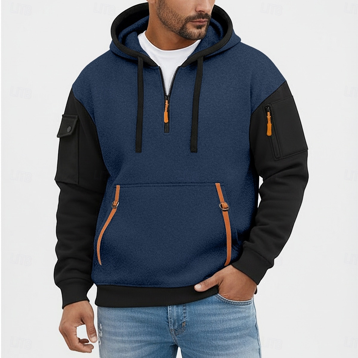Voor heren Hoodie met volledige rits Fleece hoodie Tactische capuchon Wijn Marineblauw Khaki Lichtgrijs Capuchon Effen Vetoketju Kleurenblok Sport & Outdoor Casual Dagelijks Streetwear Stoer 2026 - $34.99 –P7