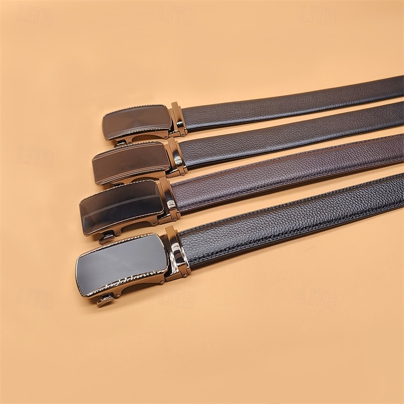 Men's Genuine Leather Belt Belt Brass Square Buckle Dermis Alloy Vintage Durable Adjustable Plain Black Kakhi Outdoor Daily Waist Belt 2026 - $32.99 –P11