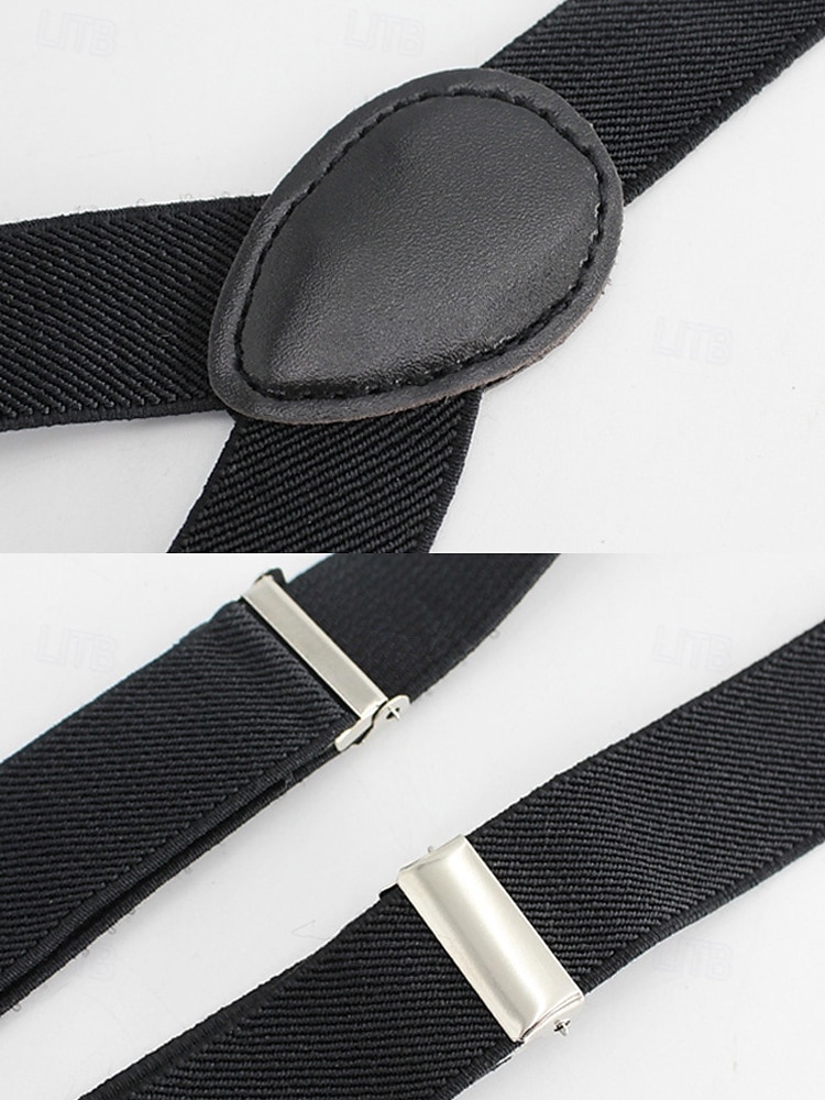 Herrset med hängslen och fluga i polyester, flera färger, perfekt för jul och formella evenemang 2026 - $11.99 –P6