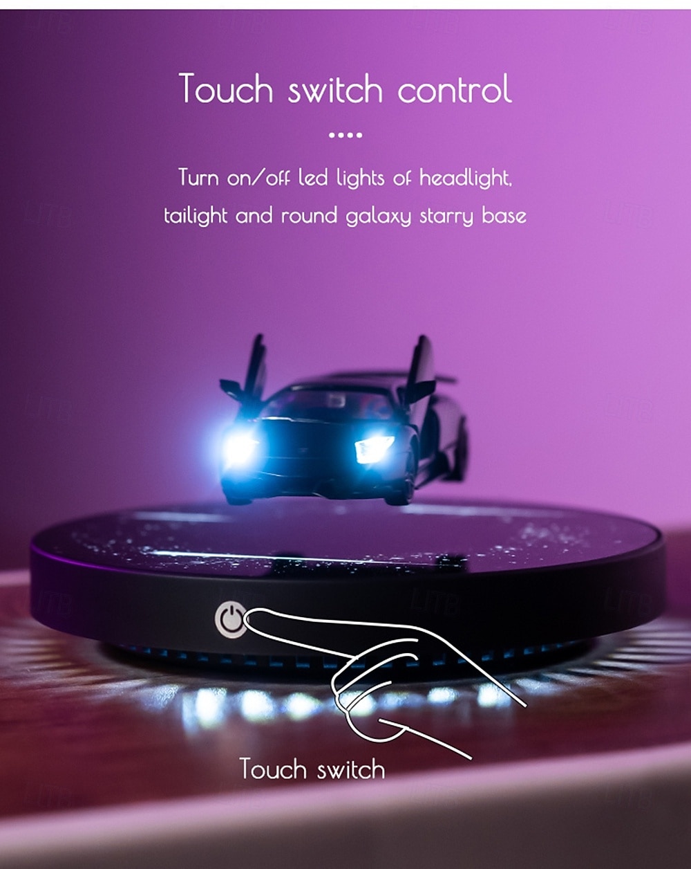 Magnetic Levitation Black Cast Car with Luminous Circular Starry Sky Base Featuring Real LED Energy-saving Lighting Effect Controlled By Switch Freely Rotating in The Air for Valentine's Day Gift 2026 - $109.99 –P5