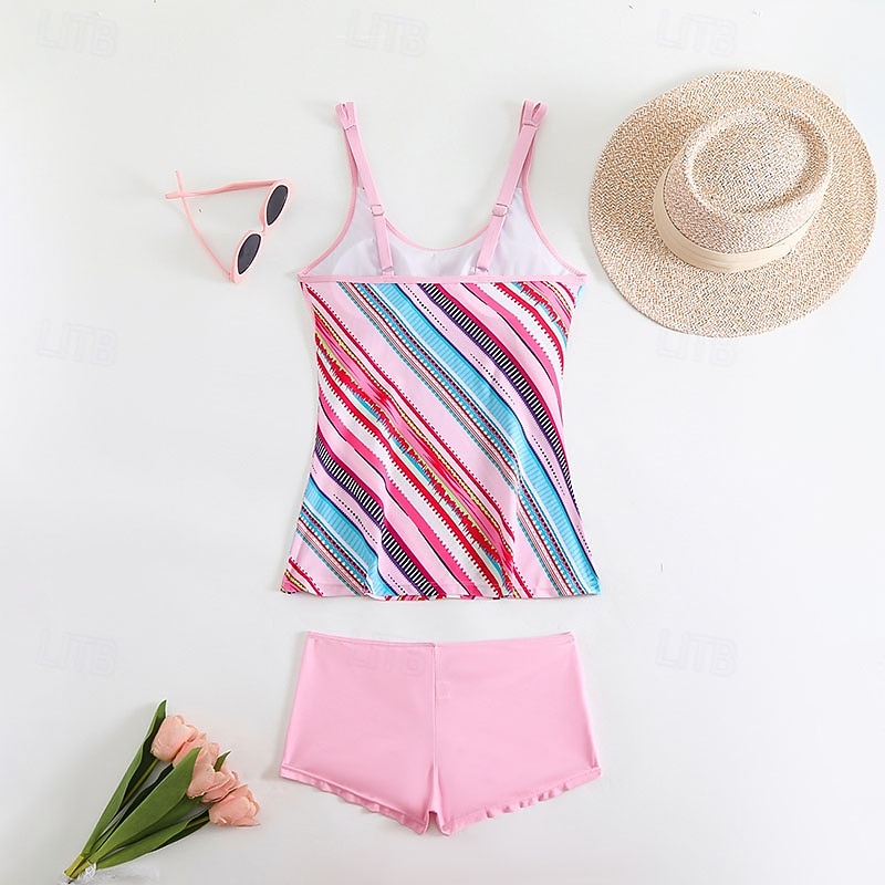 Γυναικεία Μαγιό 2 κομμάτι Σορτσάκια Μαγιό Εξώπλατο Διακοπές Ρούχα παραλίας Ριγέ Στρογγυλή Λαιμόκοψη Αμάνικο Μαγιό 2026 - $28.99 –P10