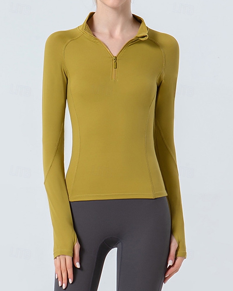 Women's Solid Colored Tennis Shirt Sport Top Stylish Quarter Zip Elastic Sweat-Wicking Breathable Golf Pickleball Yoga Stand Collar Top Winter Dark Pink Black Yellow Tennis Clothing 2026 - $25.99 –P2